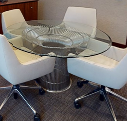 [#C5-7] Small glass conference table