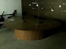 [#C6-1457] 10" x 8" Kidney conf table/Walnut/drum base