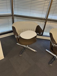 [#B12-49] BROWN/WHITE SWIVEL TABLET CHAIR