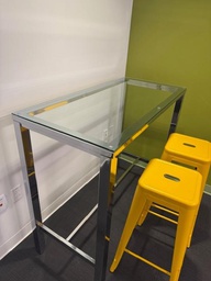 [#C4-53] 4' BAR HEIGHT GLASS TABLE