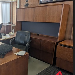 [#D5-3] Wood  Credenza set with File cabinet