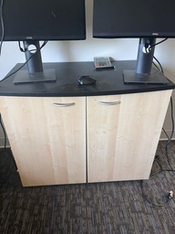 [#D19] Cabinet- Blk with light wood doors