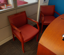[#B9-4] Red guest chair, wood