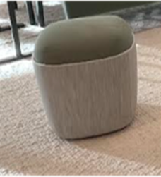 [#B11-2] CESTO STOOL (POUF)- Color differs from photo- color is: Green+ White+ Blue Fabric/ Blue Green Fabric