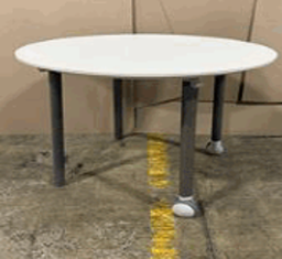 [#C2-43] Bevy Mobile Round Work Leg Table, 36"/91cm Dia, 29"/74cm Ht, No Cut-Out