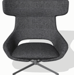 [#B12-96] Kalm Lounge Chair, 4-Star Swivel, 35.5Wx32.25Dx42H