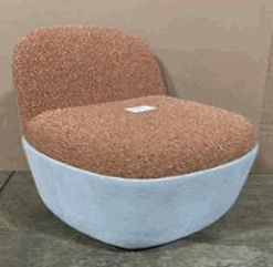 [#B12-100] Cesto Pouf with Back, Knit Base, Caster