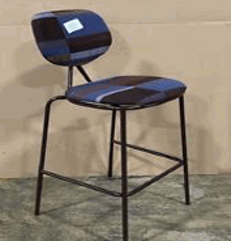 [#B1-110] Sante Stool with Back, Bar Height, Upholstered Seat, Upholstered Back, 45H