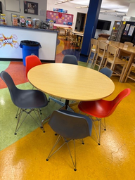 [#C2-11] 4' Round Wood Table with Metal Center Leg