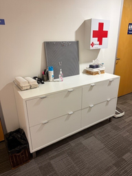 [#D5-13] 4-Drawer White Wood Credenza