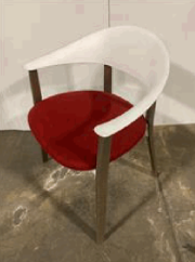[#B12-13] Zones Arm Chair 4 Wooden Legs (Red&amp;White)