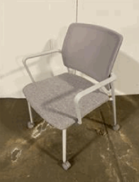 [#B8-15] Around Guest Chair Upholstered Mesh Back(Grey) w/(White) Base