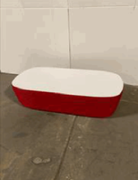 [#C3-20] Cesto Rectangular Coffee Table Knit Base (Red)