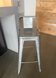 [#B1-102] Bar Stool with Back - Pewter