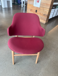 [#B9-105] Burgundy Chair - Wood Legs