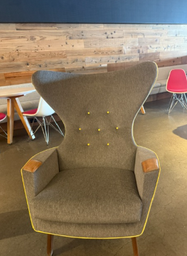 [#B12] Grey Arm Chair - Yellow Trim