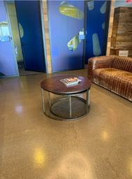 [#C3-11] wood &amp; metal round coffee table