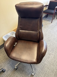 [#B12-74] LEATHER BROWN CHAIR