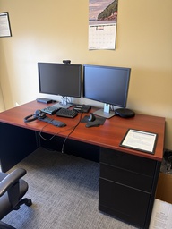 [#E3-118] 66x 29 3/4 x 29 1/4 DESK w/ Filing Cabinet