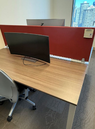 [#A4-45] WORKSTATIONS - 28"D X 72"W DOUBLE SIDED W/72" RED FABRIC SCREEN