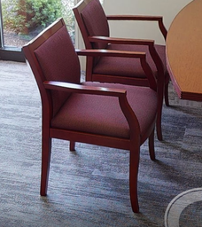 [#B9-4] Red guest chair, wood