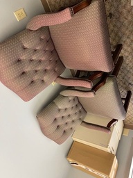 [#B8-7] Pink Upholstered Guest Chair - Wood, Upholstered