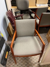 [#B8-10] Grey Guest Chair - Wood, Upholstered