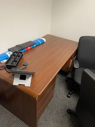 [#E4-36] Wood Desk - 2Ped/Drawer 6'