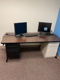 [#E4-78] Desk - 2Ped/Drawer With Metal Pedestals