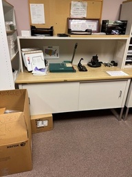 [#C10-79] Printer Table With Sliding Door Storage and Overhead