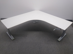 [#E10-3] Desk, Corner, Steelcase, Crank, 66x66x24, White