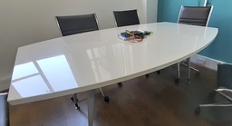 [#C4-50] Cut oval white meeting table