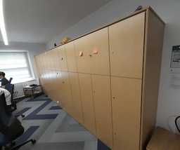 [#D21-76] Large brown wood look locker unit 
