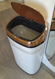 [#G3-78] White electric flip to bathroom bin 