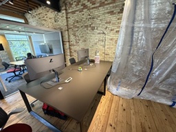 [#00-4] Gray communal table w power grommmet 
