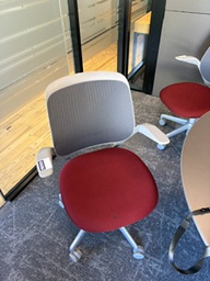 [#00-6] Gray and red steel case task chairs