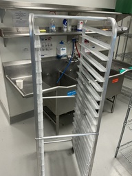 [#D14-9] Serving rack with slots for cooking sheets. Mobile. 