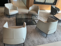 [#C3-30] Glass coffee table with metal frame 