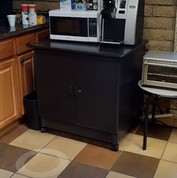[#D19-18] small black rolling cabinetry