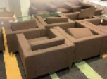 [#B6-16] Sofa (Single Seater) 
Brown fabric upholstery
Chromed leg base