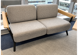 [#B6-17] Sofa (2-Seater)
Grey fabric upholstery
Wooden armrests
Black frame &amp; 4-legs base
