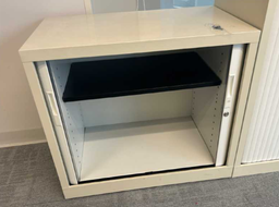 [#D19-23] Low Roller Shutter Door Cabinet
Black adjustable shelf
White steel finish