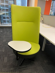 [#B6-11] High Back Sofa (Single Seater)
Sofa front upholstery: green fabric
Dark grey back panel
with oval table on right side