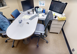 [#E6-4] L-shaped desk- gray- rounded edge 