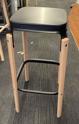 [#B1-pic_016] Black metal top/wood legs bar height stool