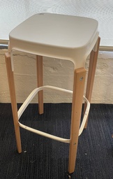 [#B1-pic_018] White metal bar height stool