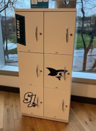 [#D15-pic_034] White lockers w/San Jose Sharks stickers (no keys, but all unlocked)