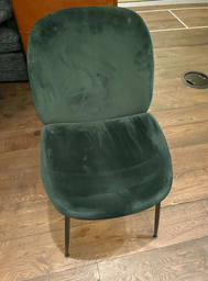 [#B4-21] Green Velvet Dining Chair, grey legs