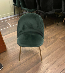 [#B4-22] Green Velvet Dining Chair, gold legs