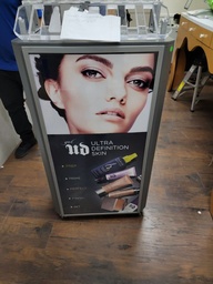 [#00-80] Make-Up Display, UD make-up display unit gray color on casters, 25" x 14" x 51"Ht